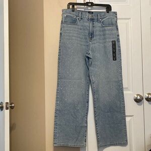 JCrew Factory embellished slim wide leg jeans in all day stretch